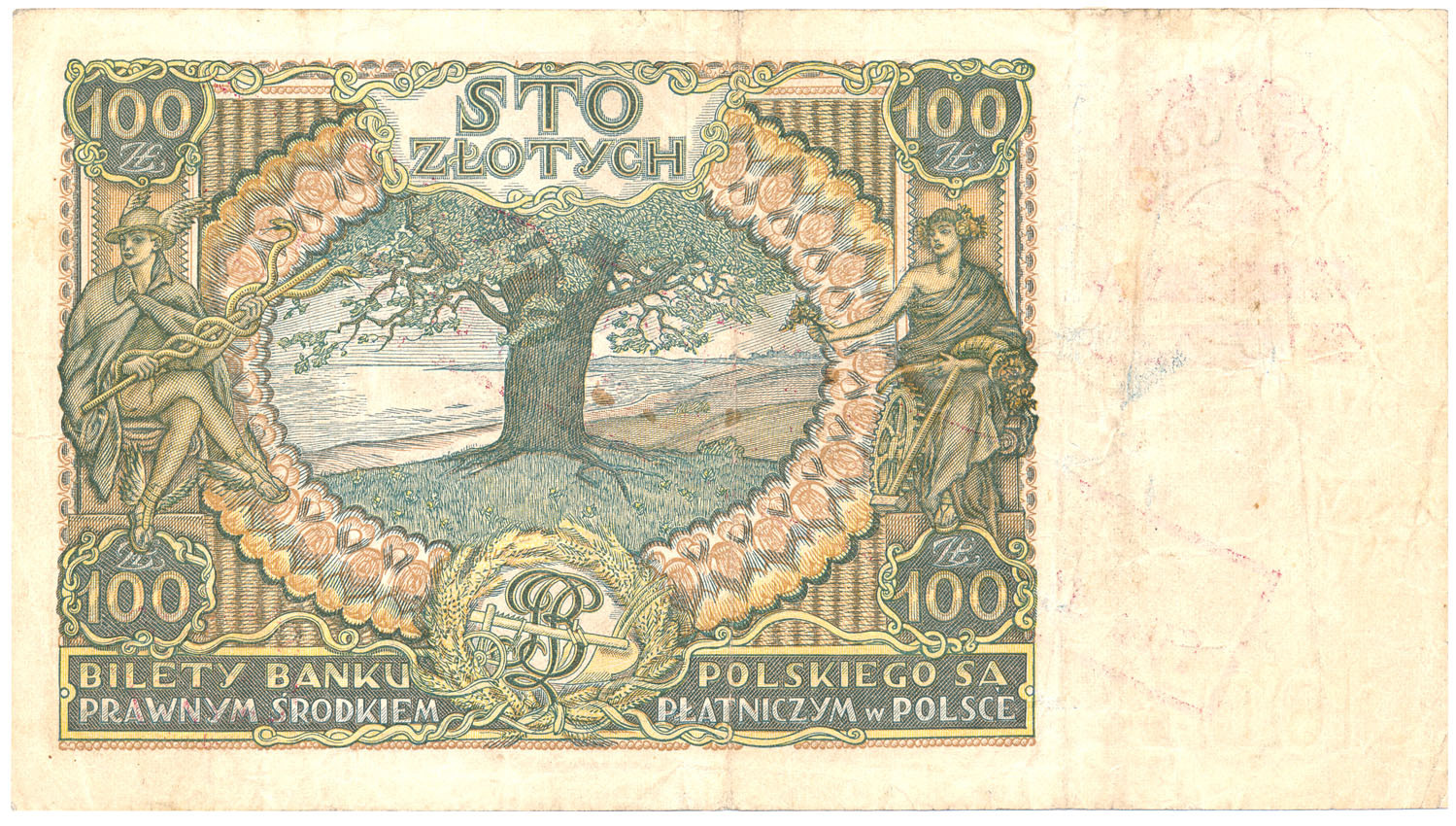 Banknot. 100 złotych 1934 seria AI, ORYGINALNY nadruk Generalnej Guberni - RZADKIE